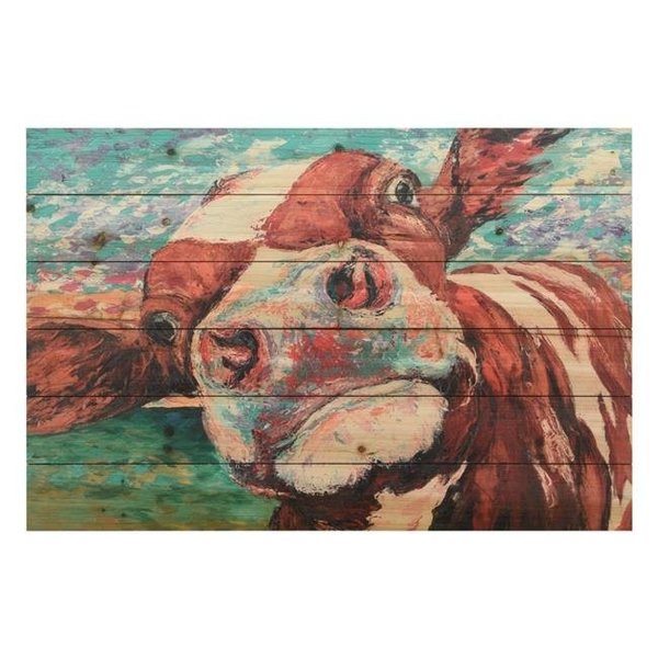 Empire Art Direct Empire Art Direct ADL-148530-2436 Fine Art Giclee Printed on Solid Fir Wood Planks - Curious Cow 1 ADL-148530-2436